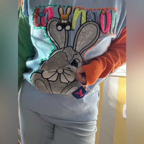 Colorful Bunny Patch Sweater New - Picture 5 of 9